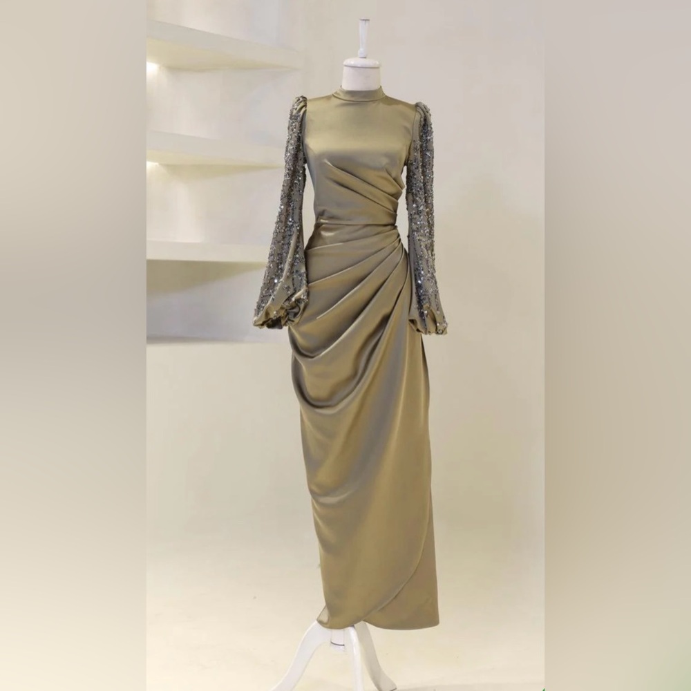 Satin Sage Dress *SOLD*